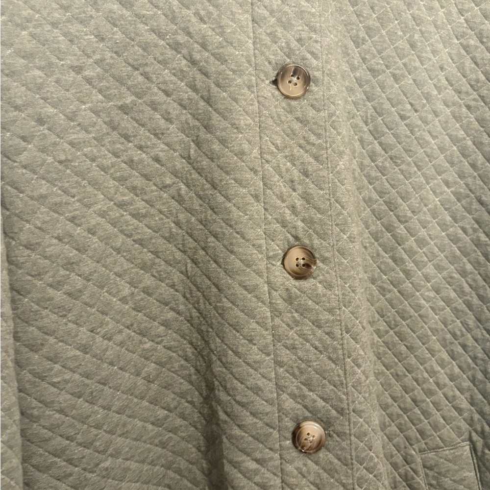 J Jill Quilted Shirt Jacket Green Button Up Collar Long Sleeve Pockets Sz L - Picture 4 of 7